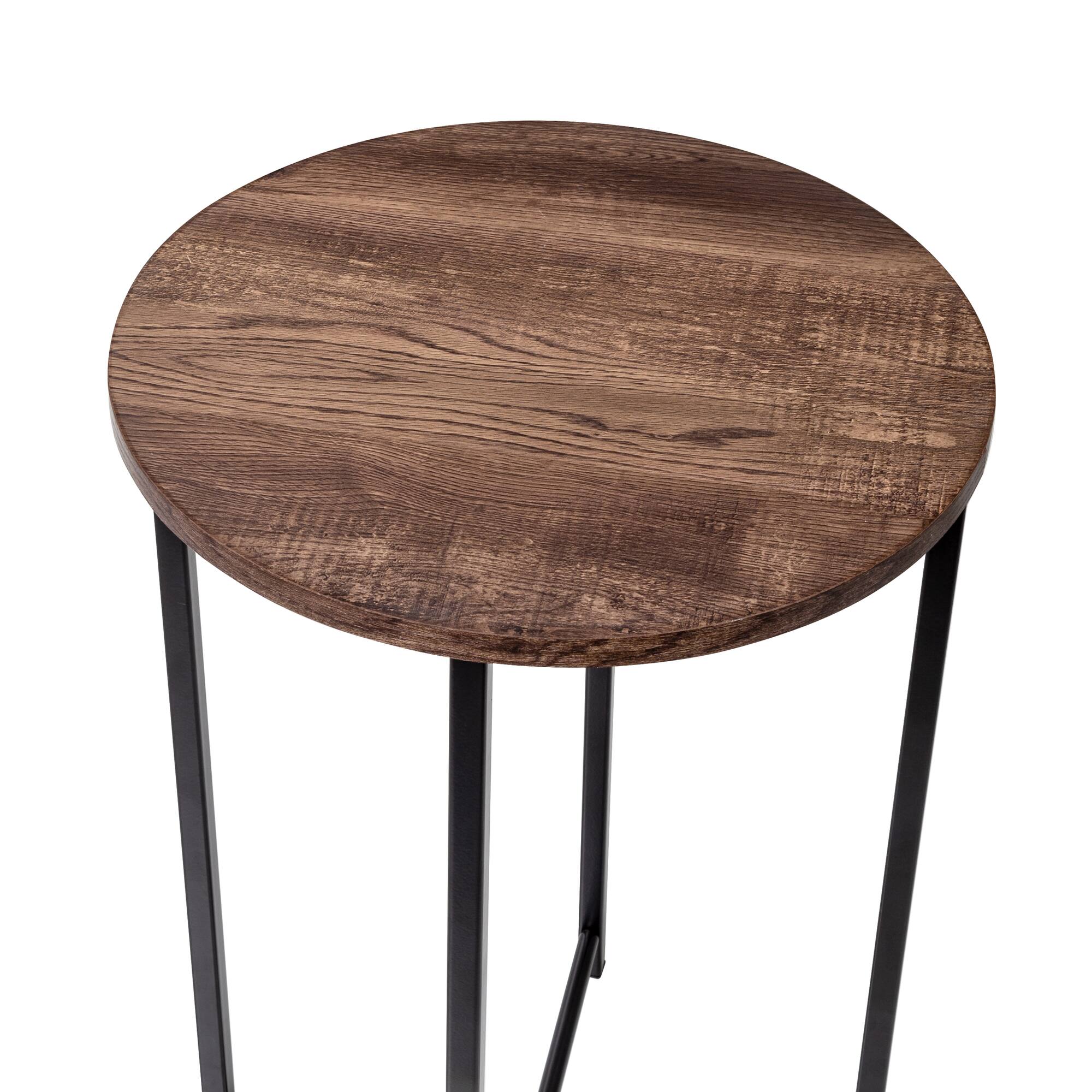 Honey Can Do Natural X-Pattern Base Round Side Table